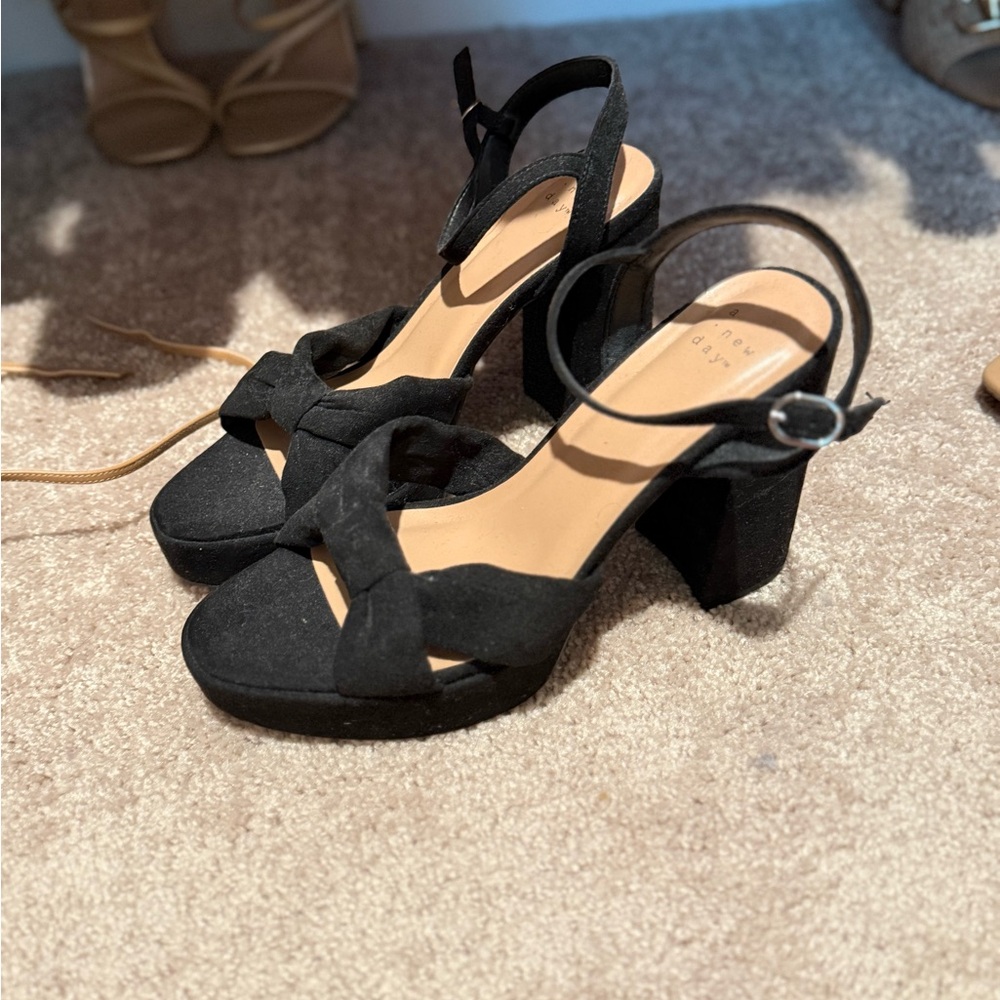 Black Suede Block Heel